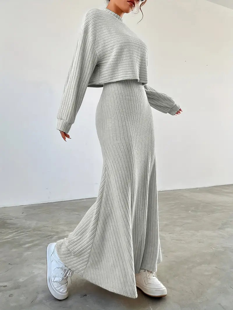 Elegant Ribbed Dress Set