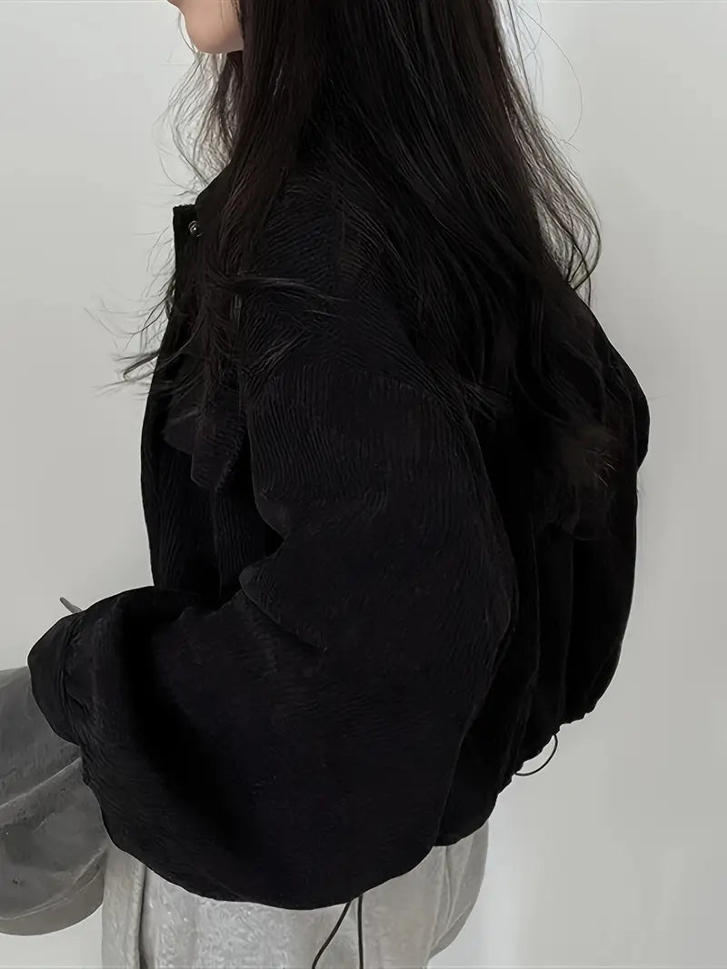 Fleece Loose Outerwear with Drawstring