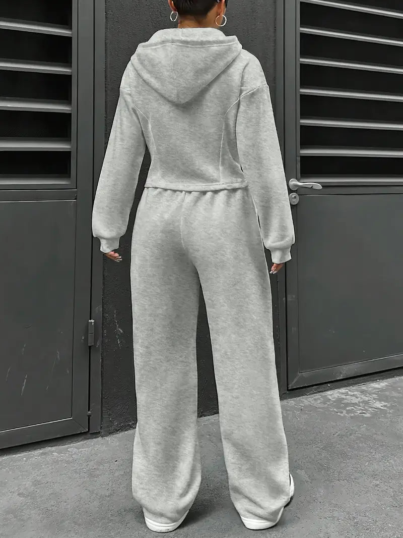 Drawstring Hooded Sweatshirt & Relaxed Fit Pants