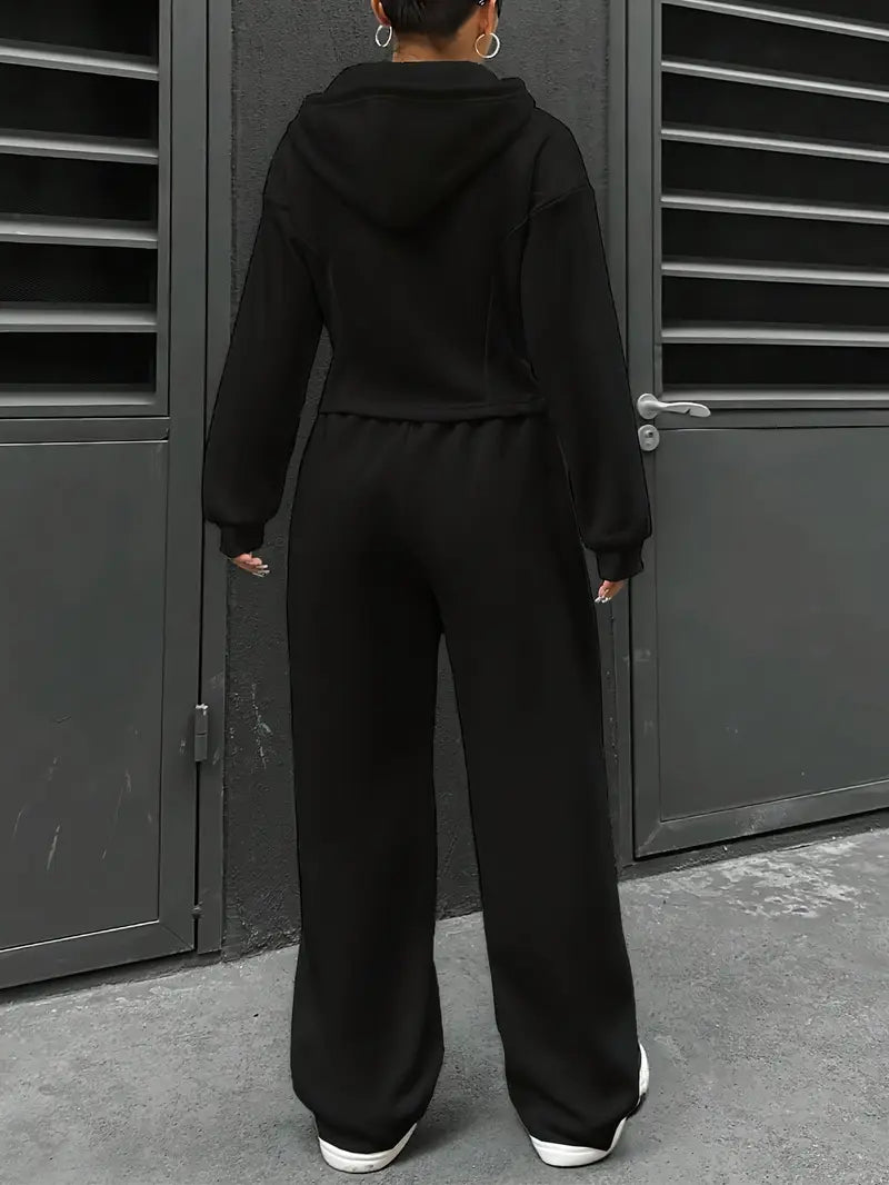 Drawstring Hooded Sweatshirt & Relaxed Fit Pants