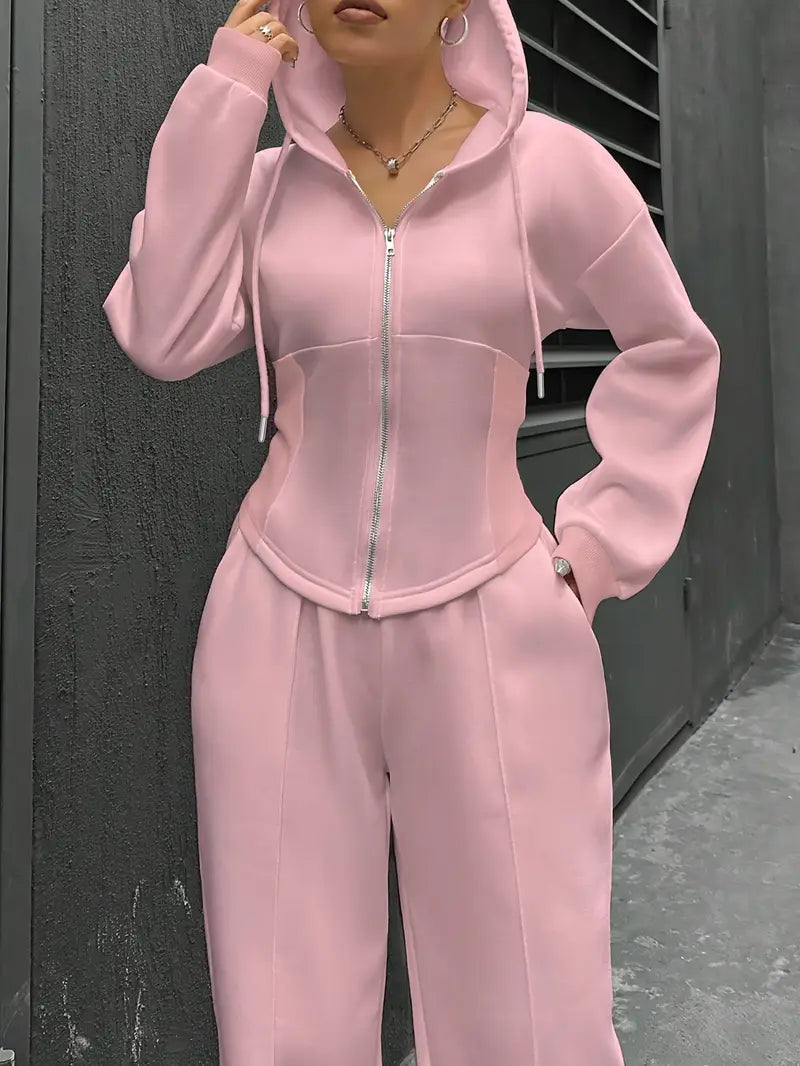Drawstring Hooded Sweatshirt & Relaxed Fit Pants