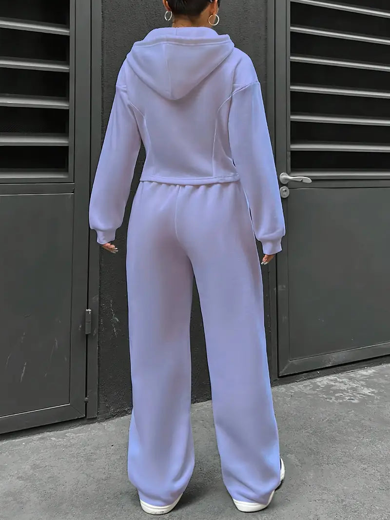 Drawstring Hooded Sweatshirt & Relaxed Fit Pants