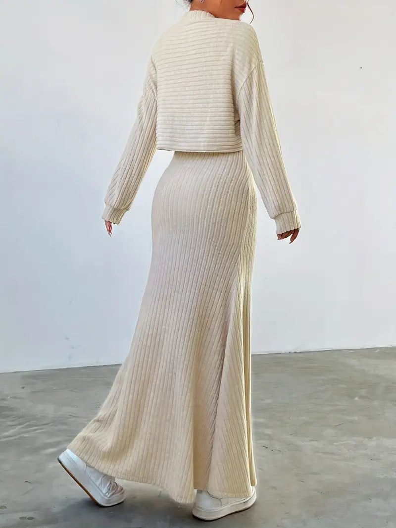 Elegant Ribbed Dress Set