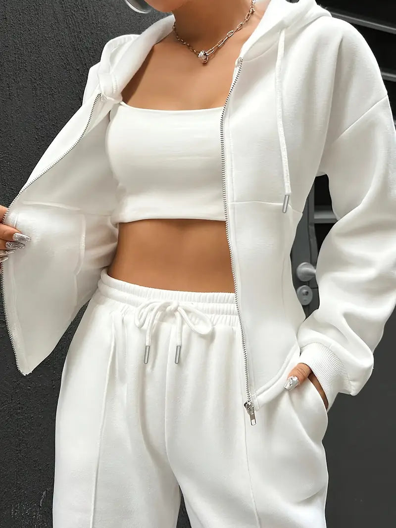 Drawstring Hooded Sweatshirt & Relaxed Fit Pants