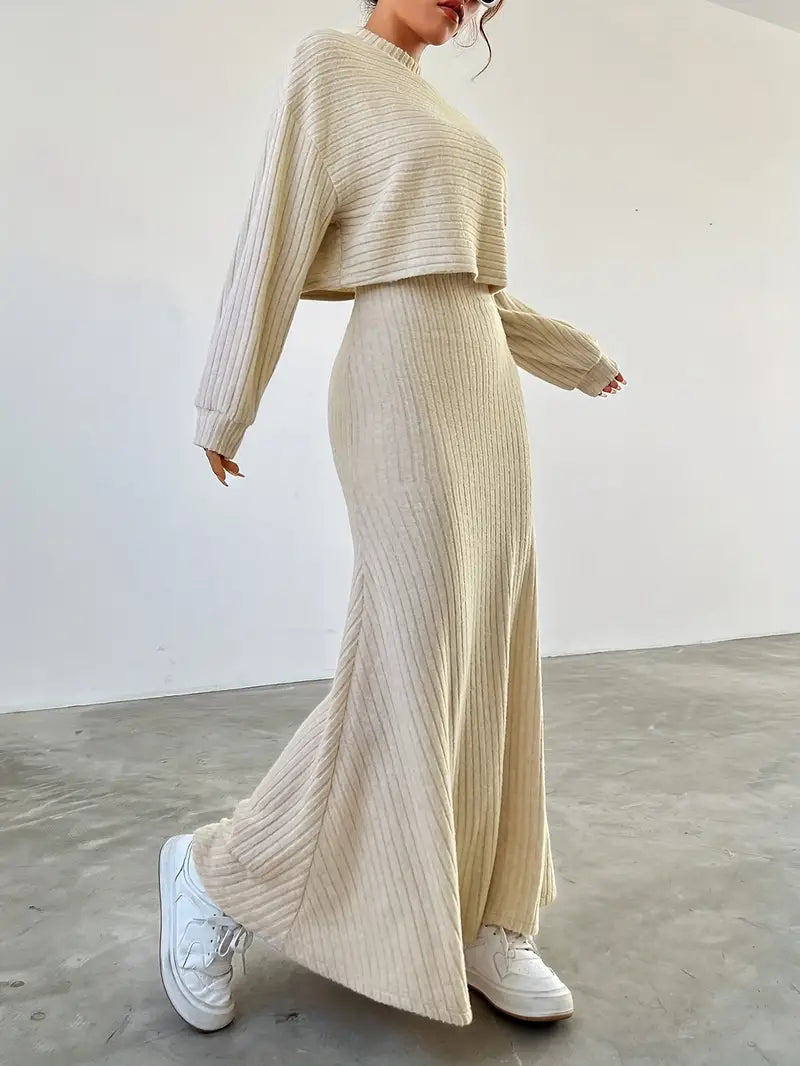 Elegant Ribbed Dress Set