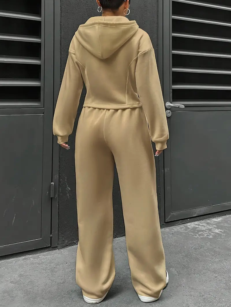 Drawstring Hooded Sweatshirt & Relaxed Fit Pants