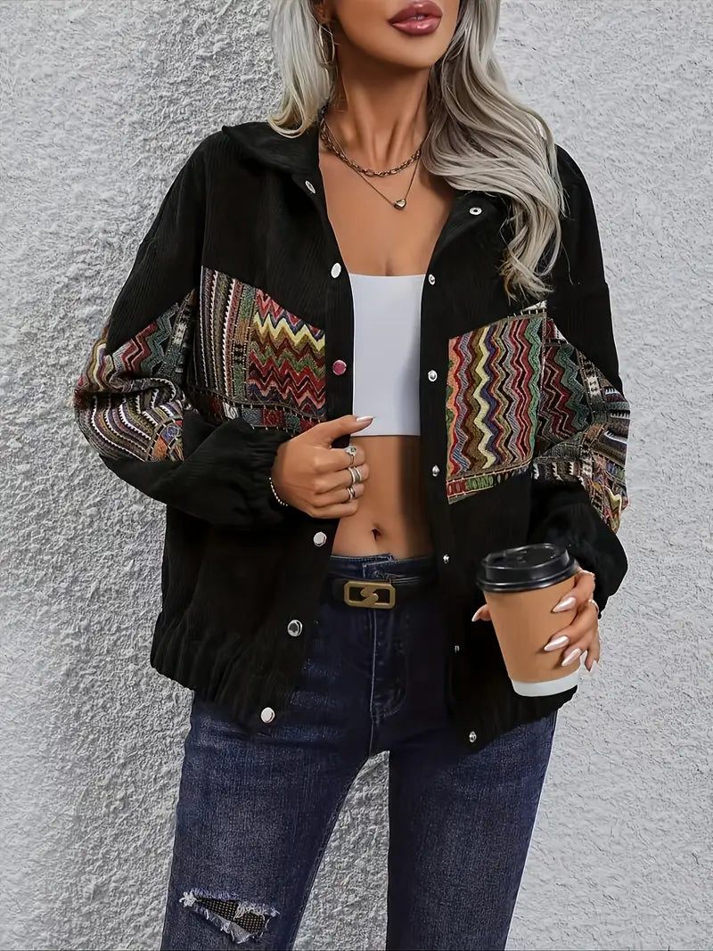 Vibrant Tribal Print Long Sleeve Coat
