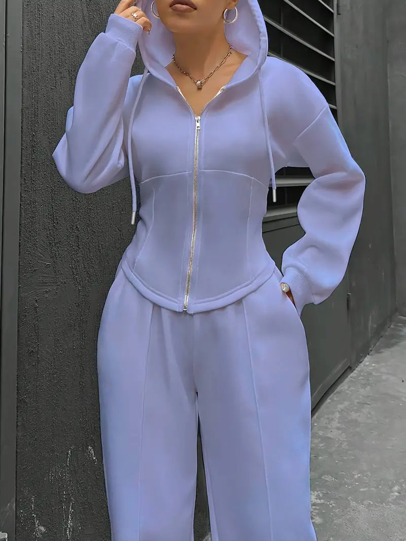 Drawstring Hooded Sweatshirt & Relaxed Fit Pants