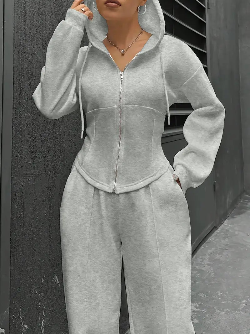 Drawstring Hooded Sweatshirt & Relaxed Fit Pants