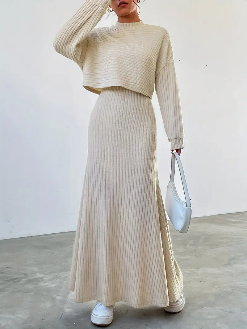 Elegant Ribbed Dress Set