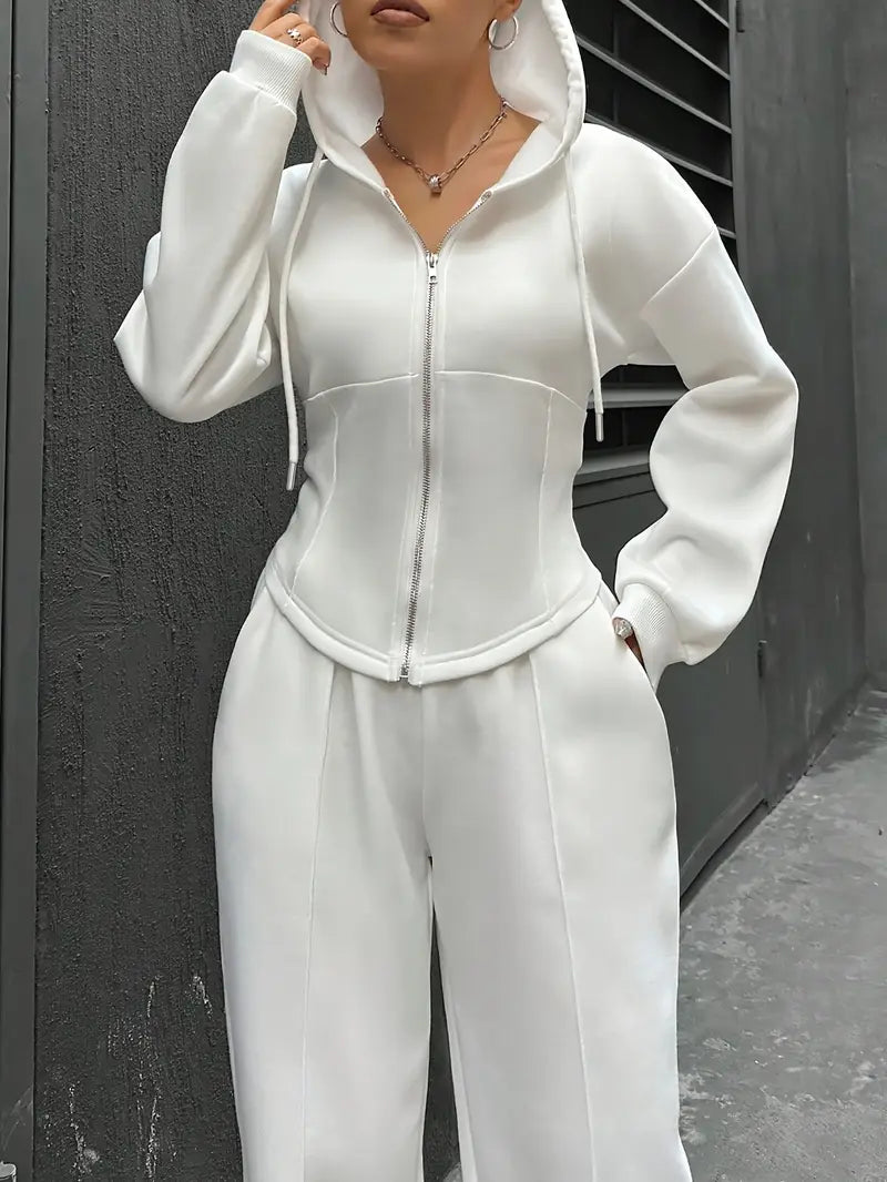 Drawstring Hooded Sweatshirt & Relaxed Fit Pants