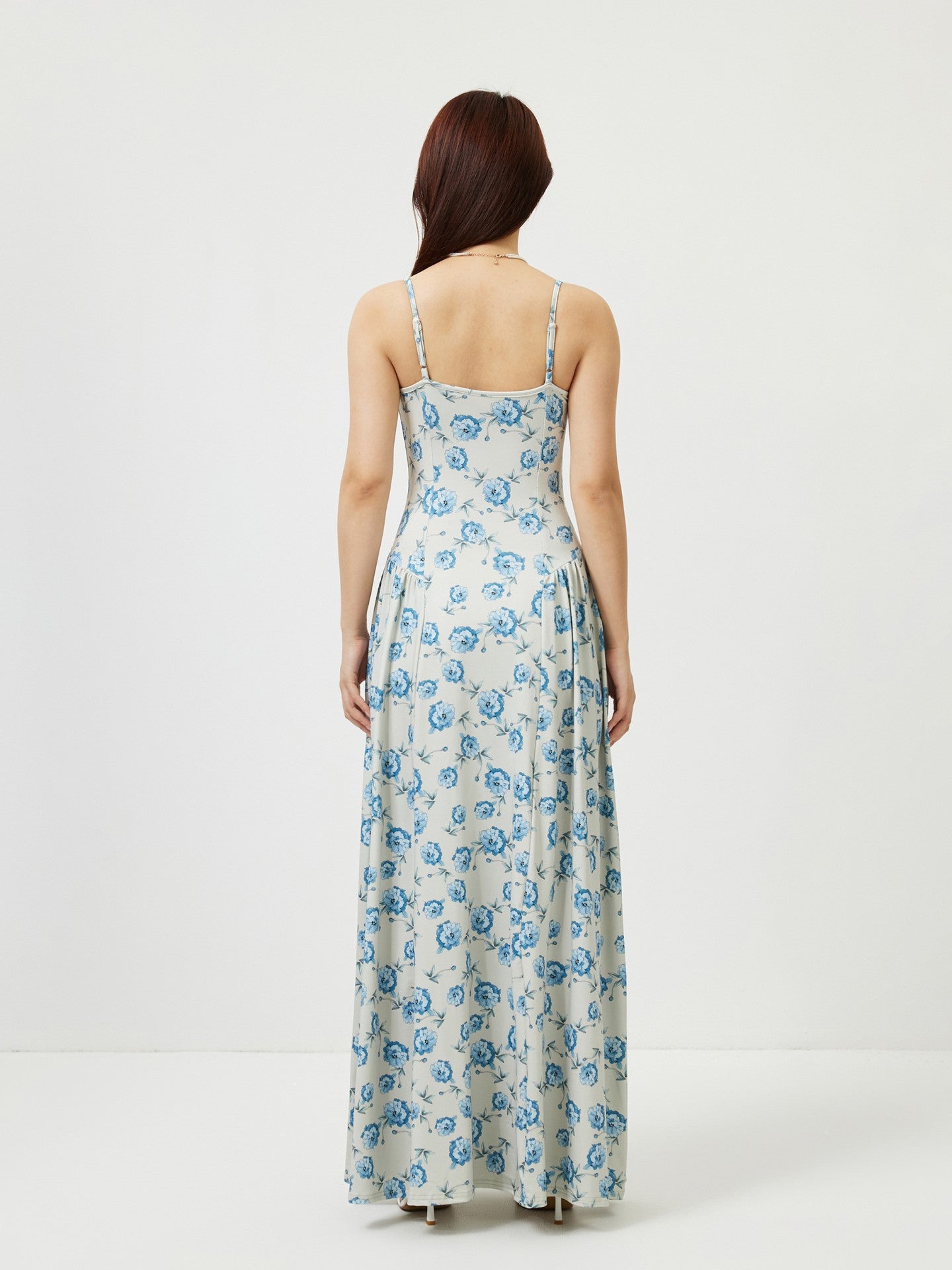Sweet Elegant French Style Printed A-Line Midi Dress for Vacation
