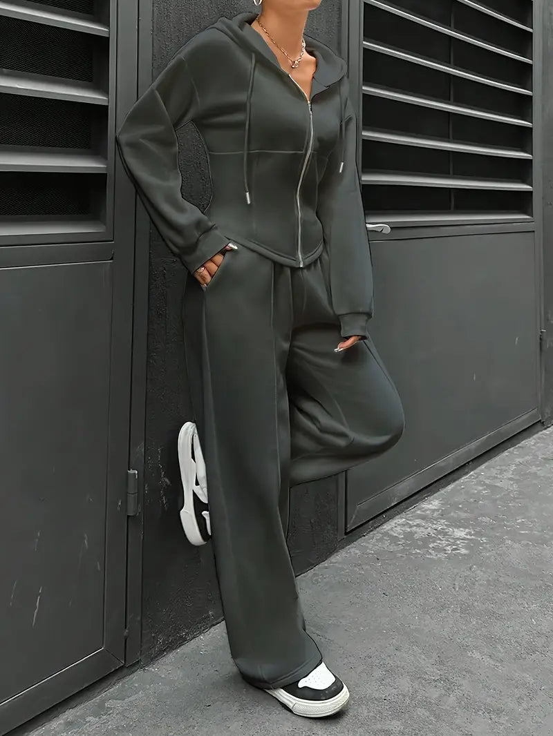 Drawstring Hooded Sweatshirt & Relaxed Fit Pants