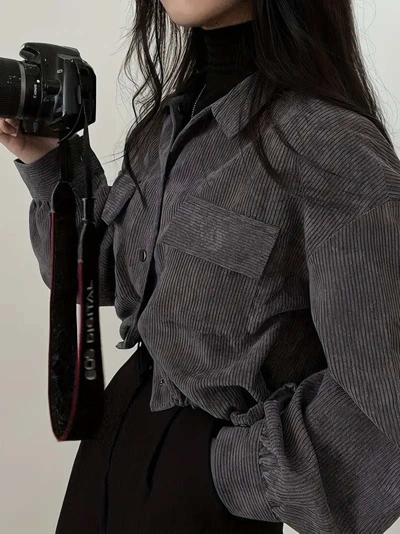 Fleece Loose Outerwear with Drawstring