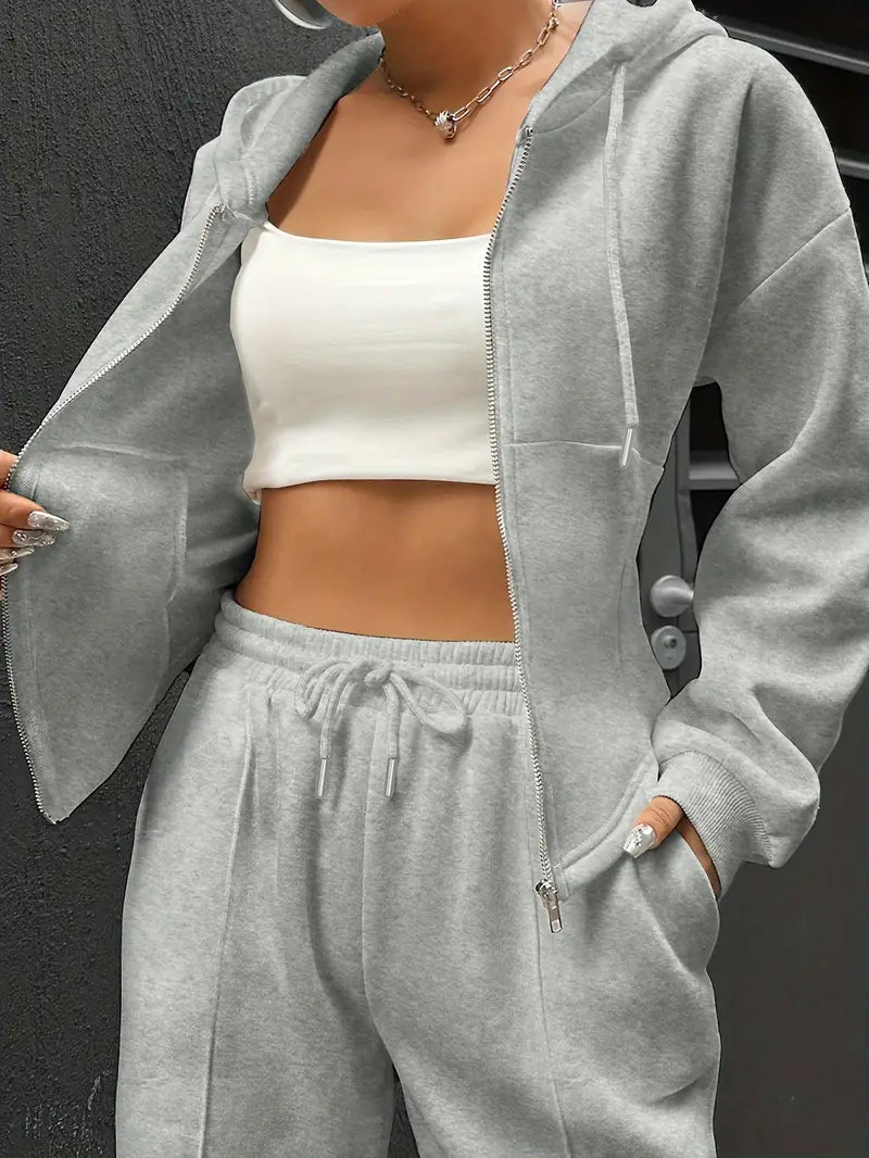 Drawstring Hooded Sweatshirt & Relaxed Fit Pants