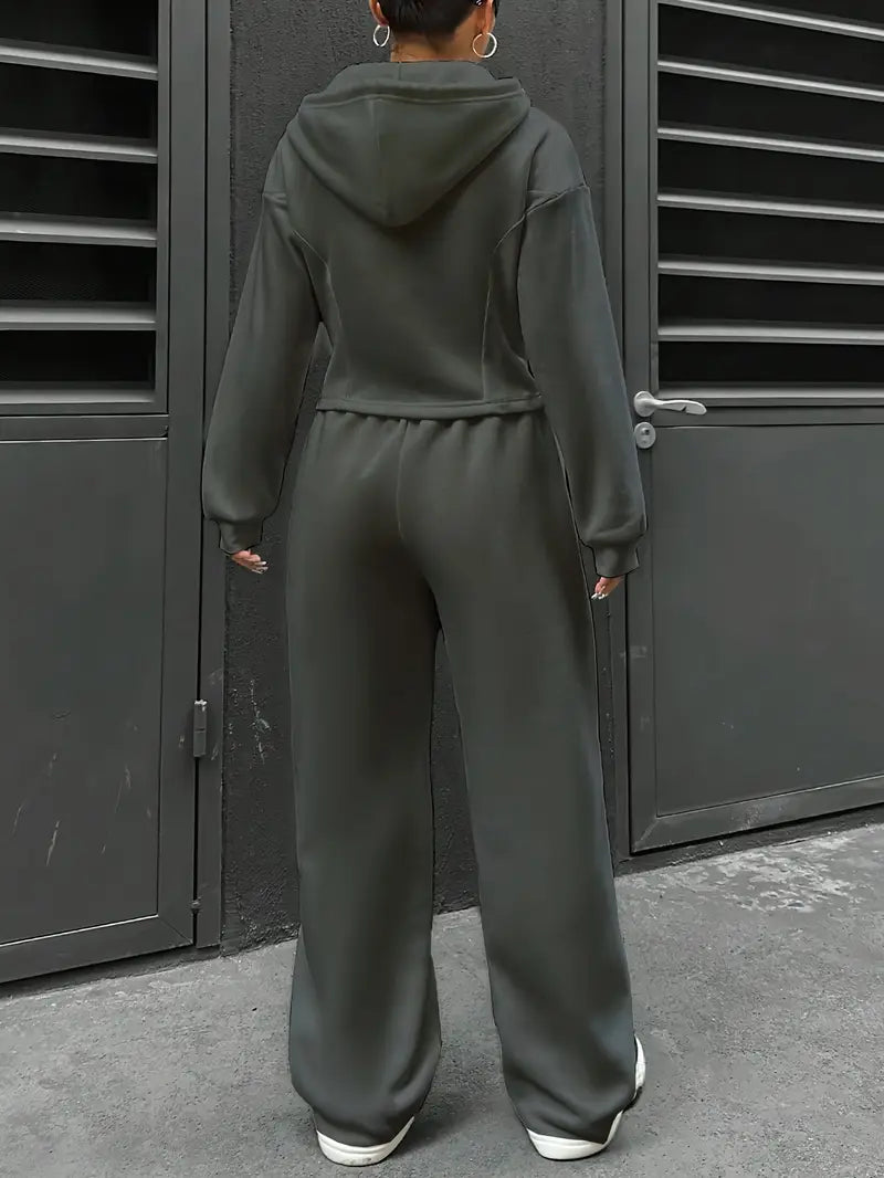 Drawstring Hooded Sweatshirt & Relaxed Fit Pants