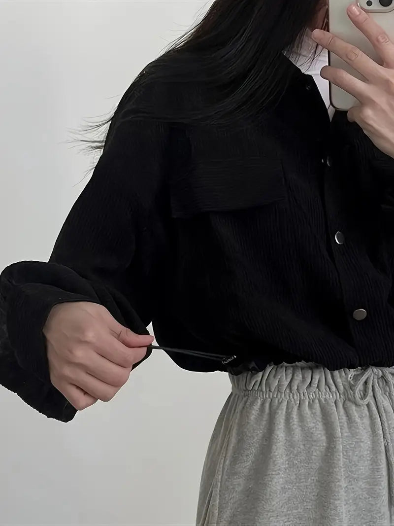 Fleece Loose Outerwear with Drawstring