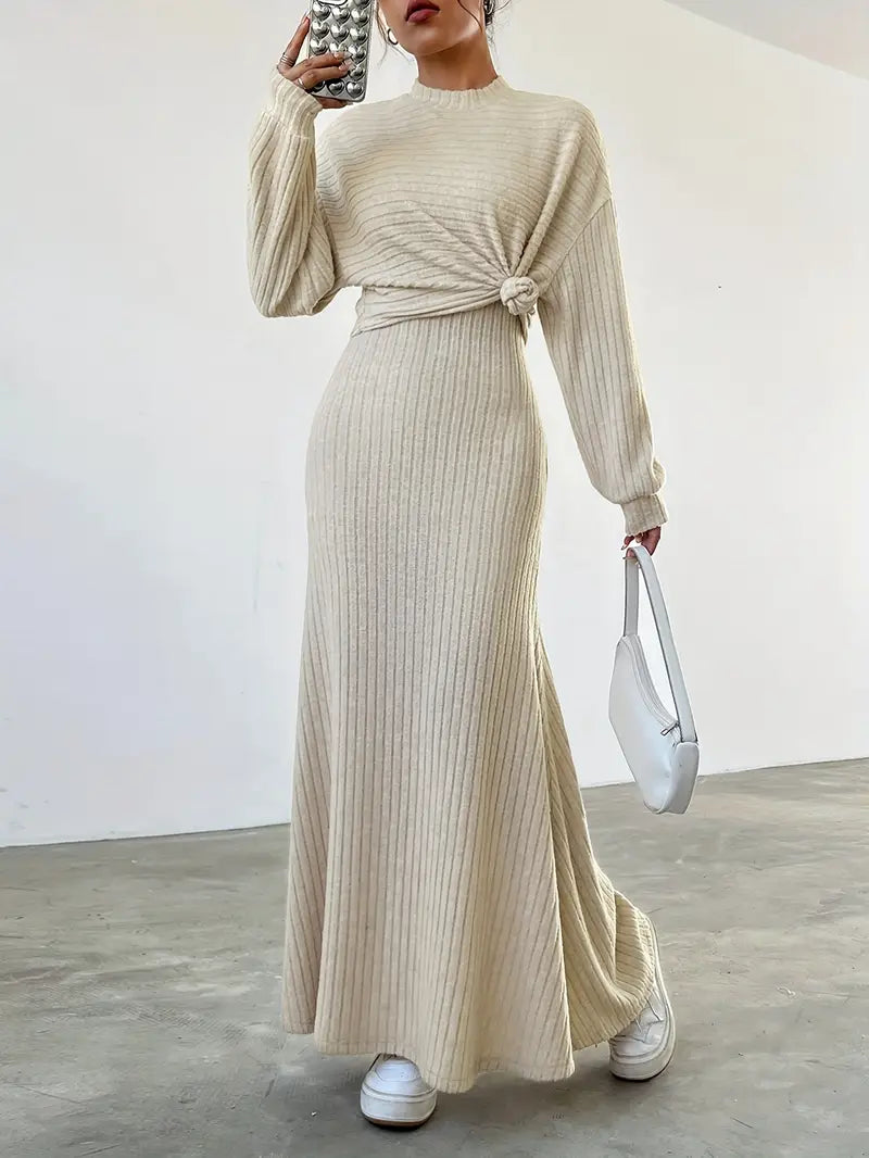 Elegant Ribbed Dress Set