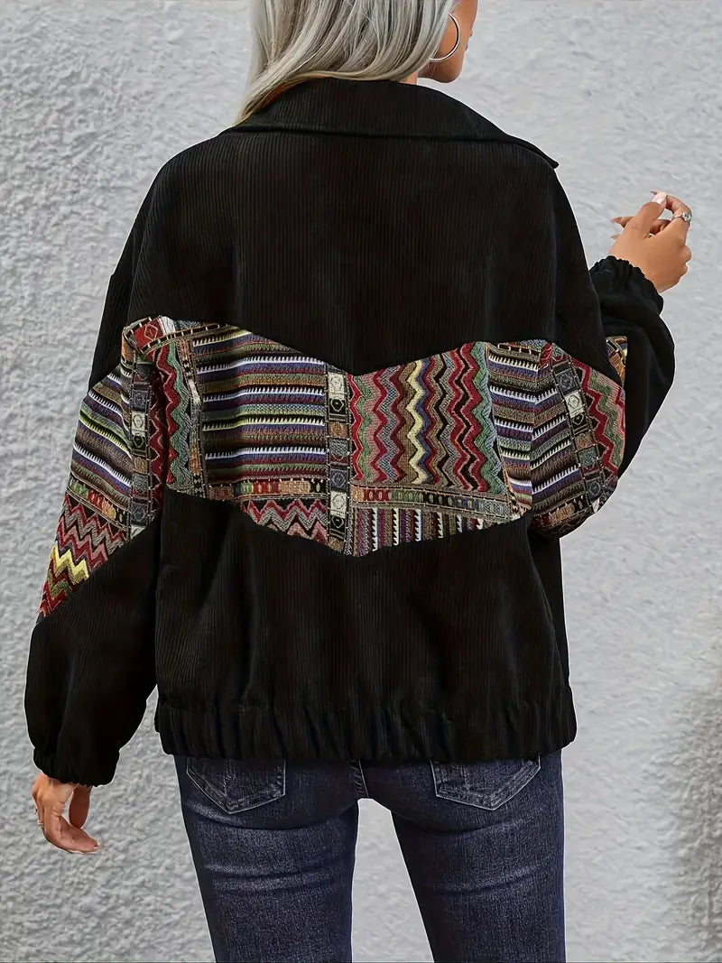 Vibrant Tribal Print Long Sleeve Coat