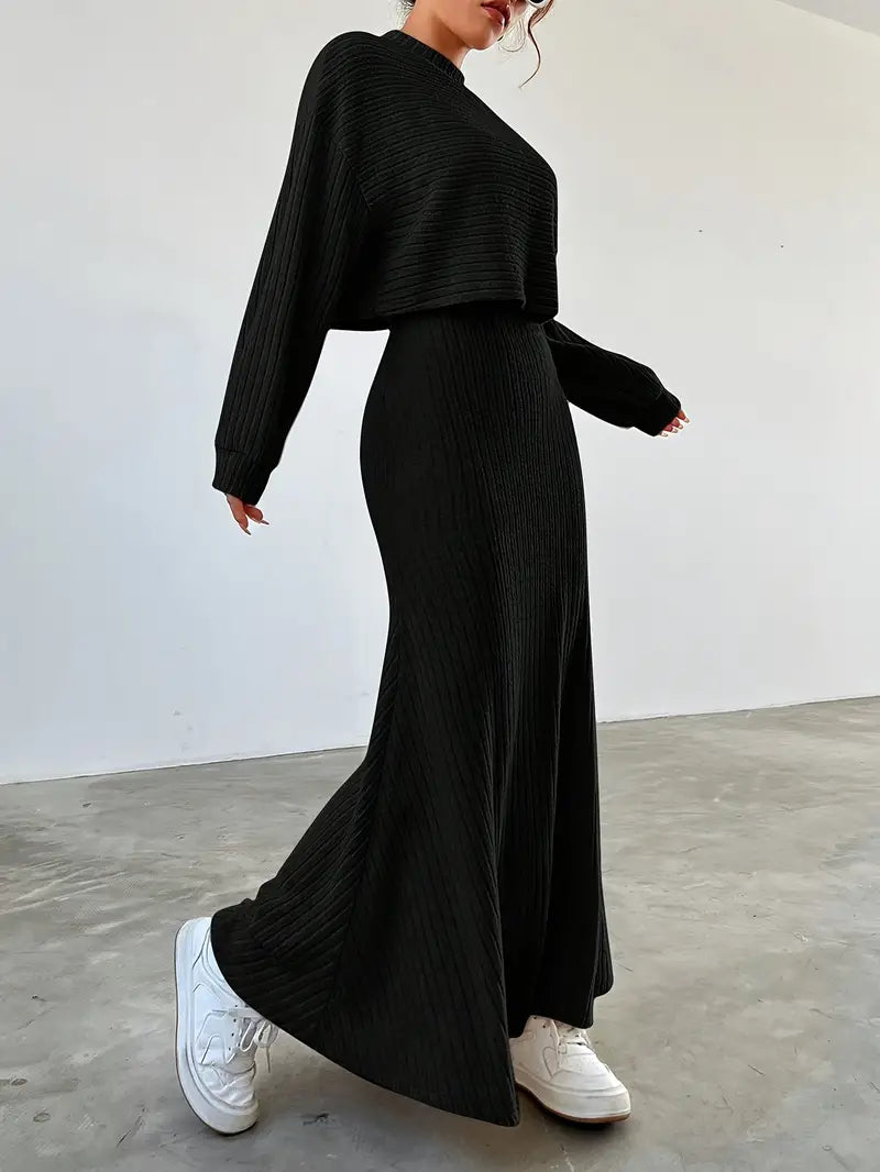 Elegant Ribbed Dress Set