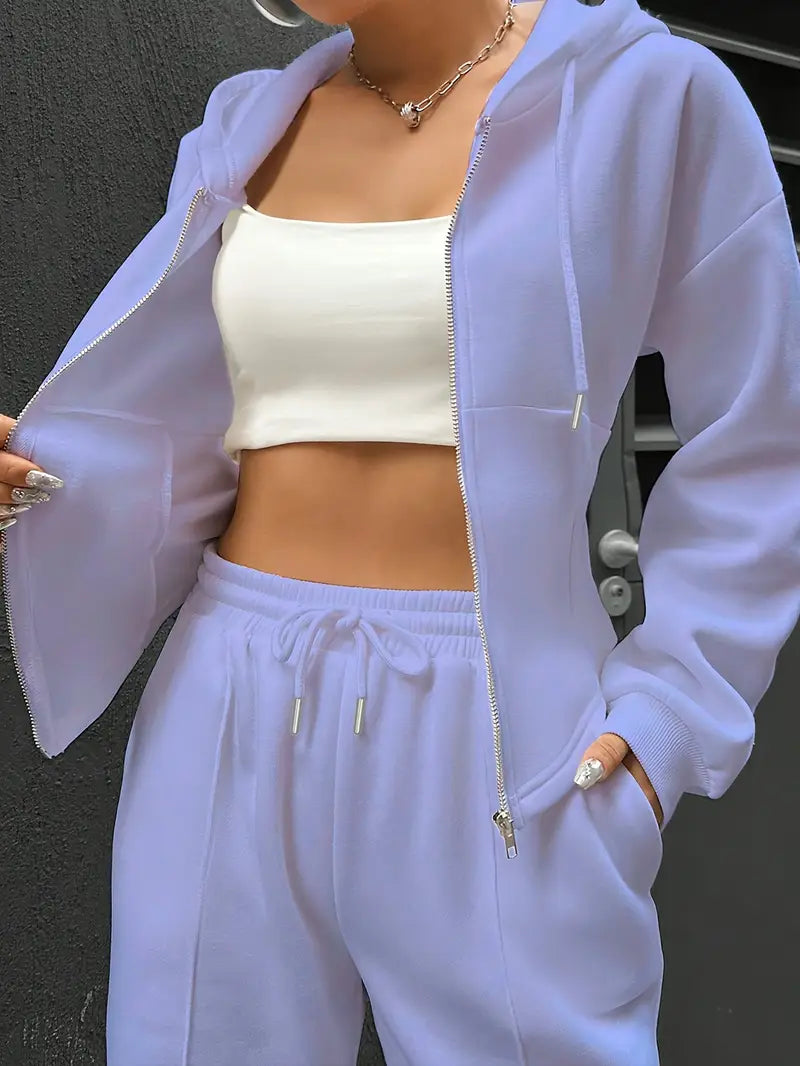 Drawstring Hooded Sweatshirt & Relaxed Fit Pants
