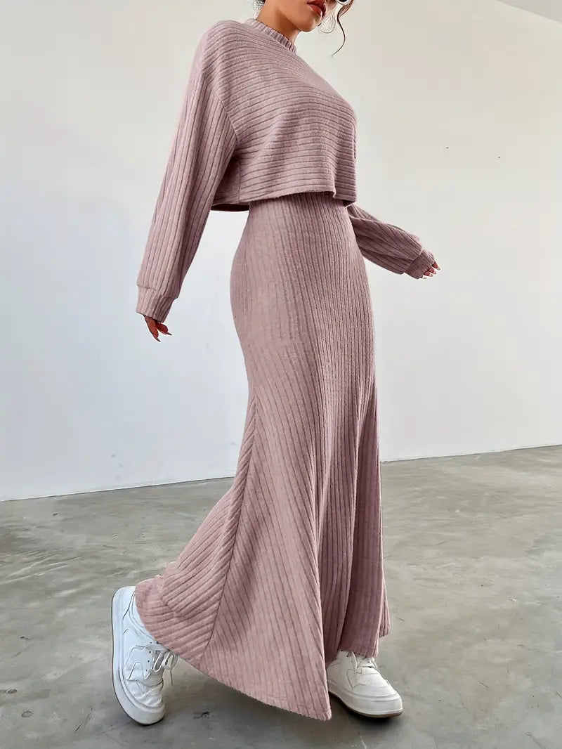Elegant Ribbed Dress Set