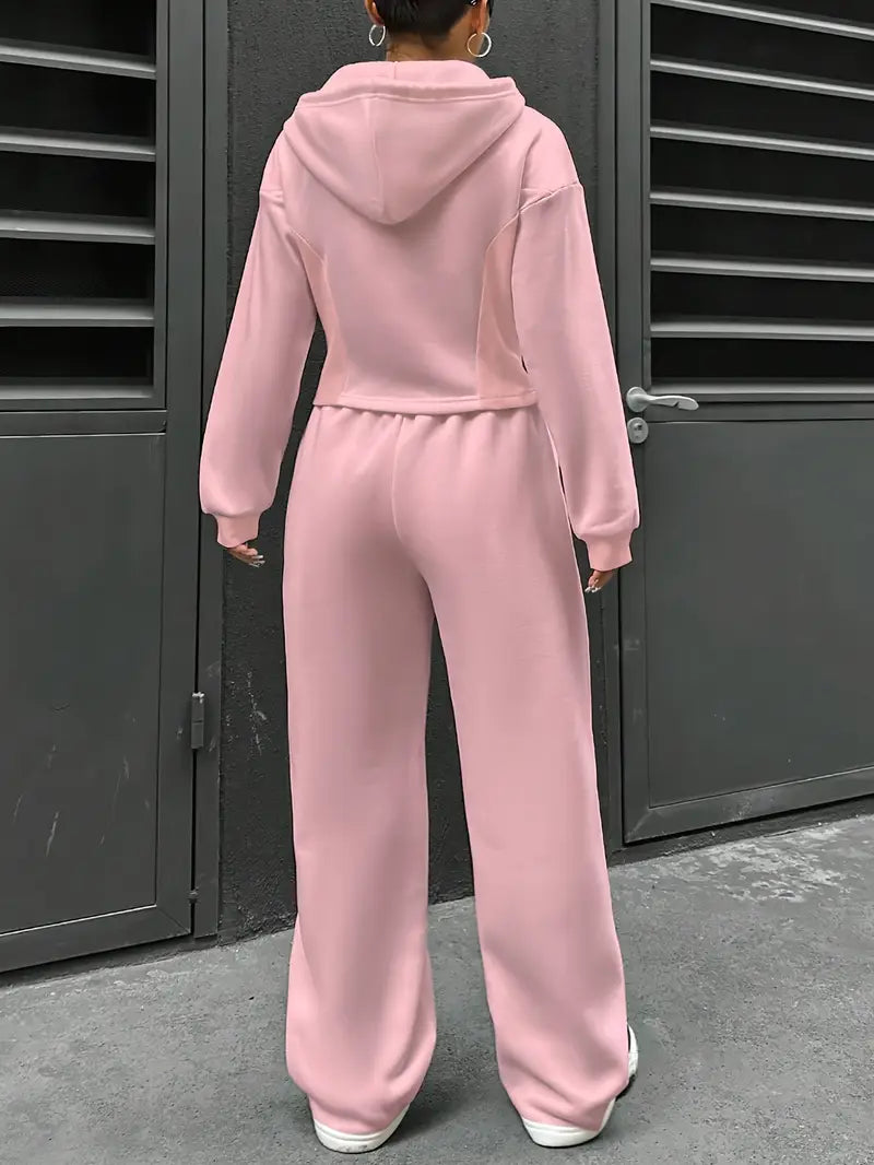 Drawstring Hooded Sweatshirt & Relaxed Fit Pants
