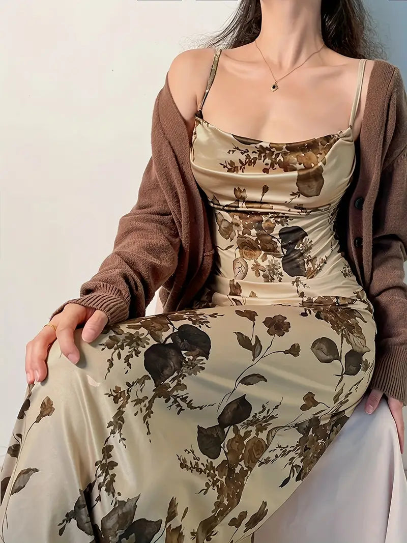 Flirty Floral Print Ruched Bodycon Dress